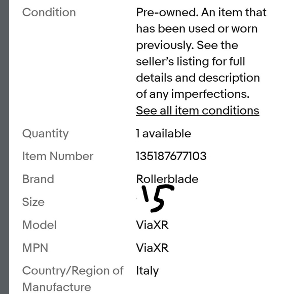 ViaXR Rollerblade Black Inline Skates - Picture 8 of 9